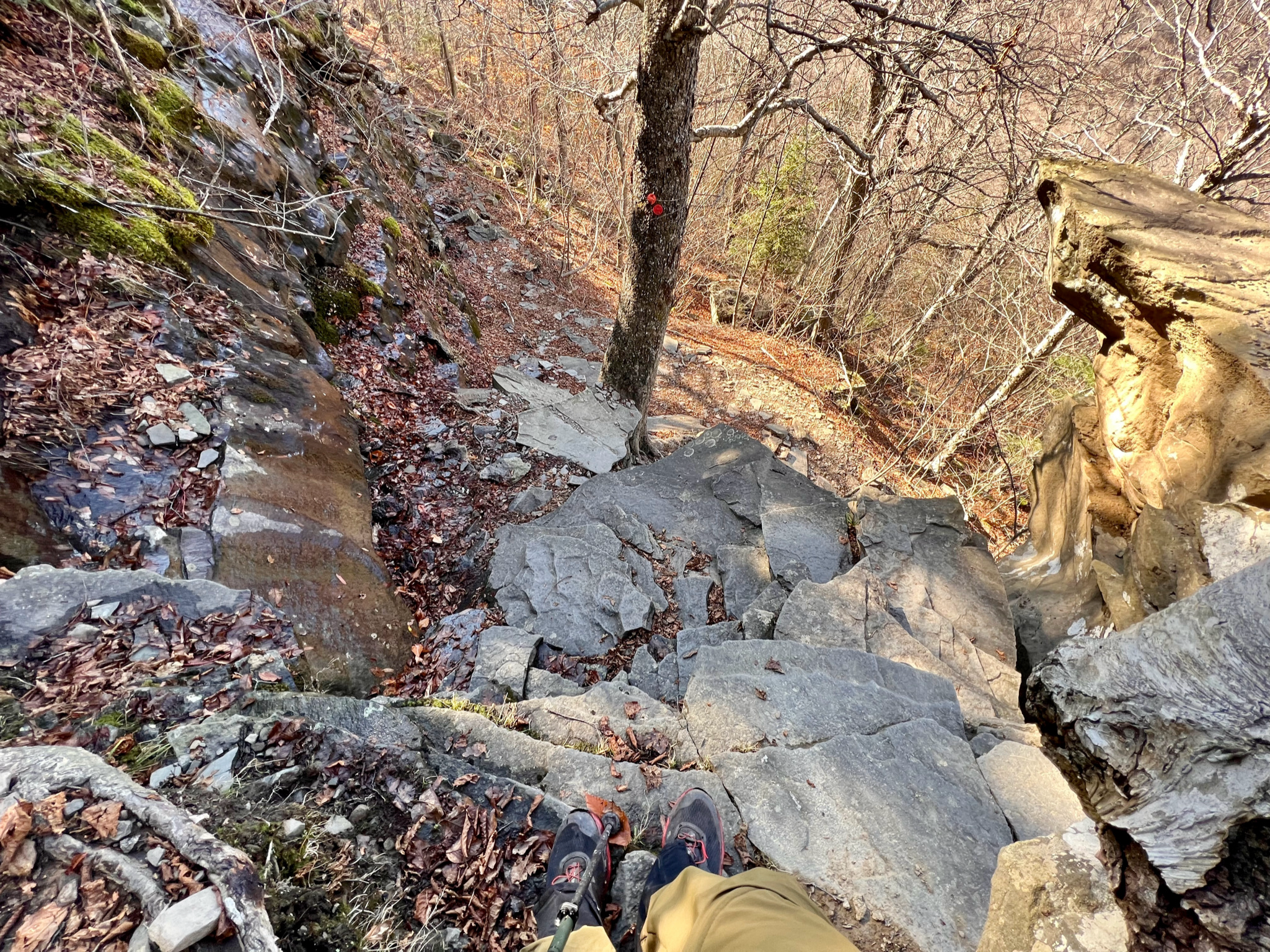 Treacherous descent (see my feet)