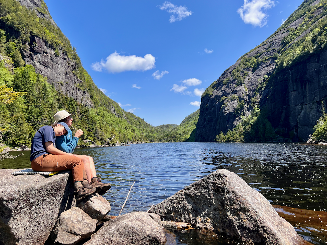Kids watching some climbers on the Trap Dike (a very sketchy Class 4 climb)